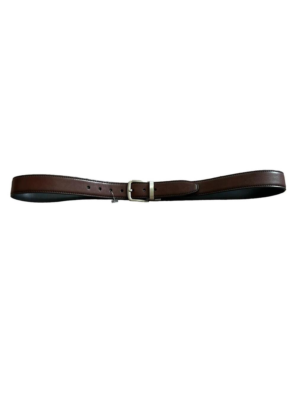 Chaps Men's Synthetic Brown Leather Belt Size XL 34-36 Silver Buckle